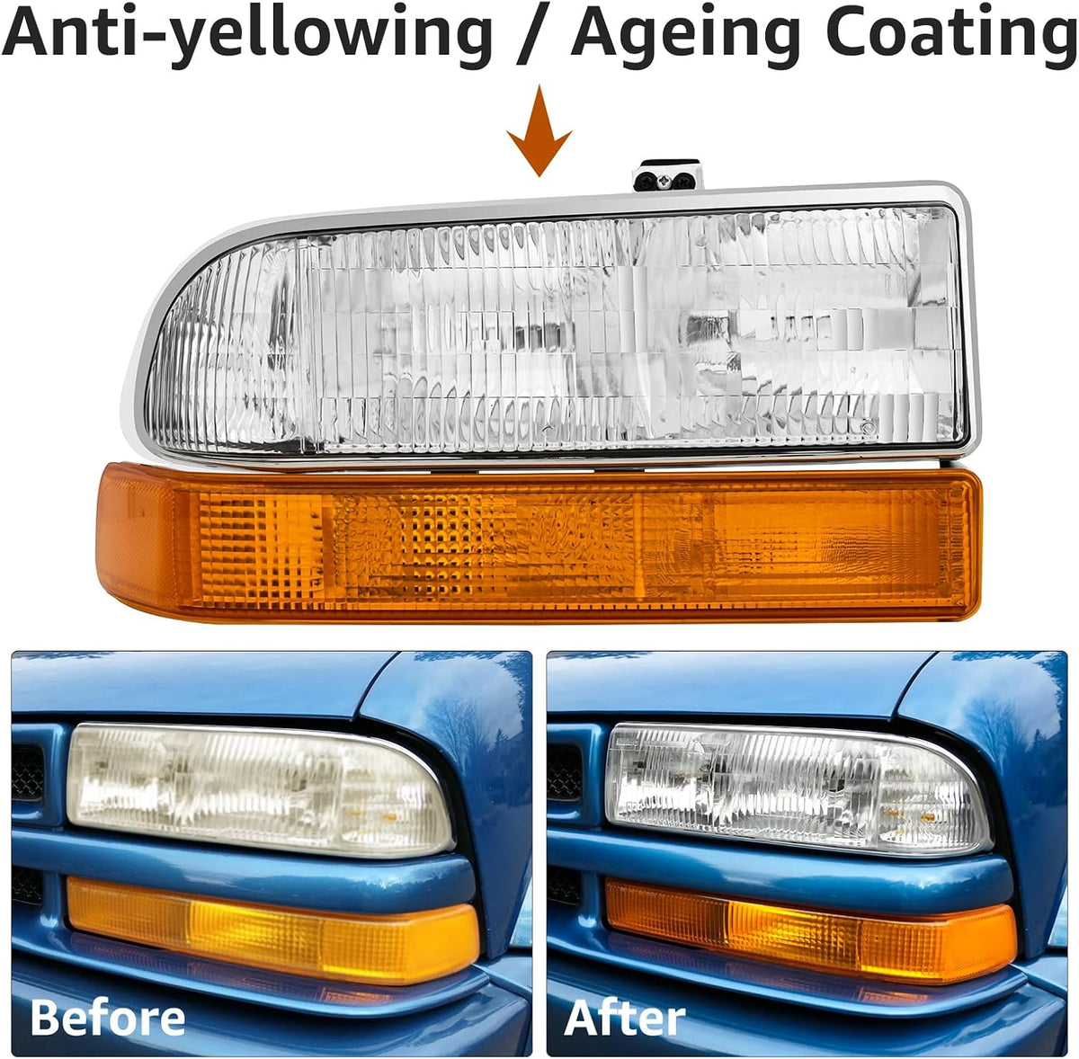 Headlights Assembly for 1998-2004 Chevy S10,1998-2005 Chevy Blazer
