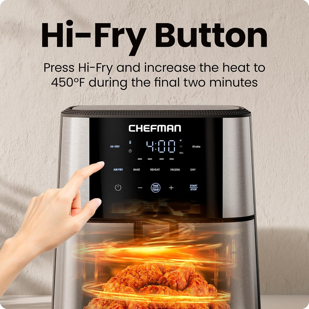 Air Fryer 6 Qt | TurboFry 5-in-1 with 450°F Hi-Fry Option for Crispier Results | Bake, Dehydrate, Frozen | XL