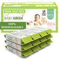 Yugi Green Compostable Baby Wipes, Unscented, Plant-Based, Sensitive Skin