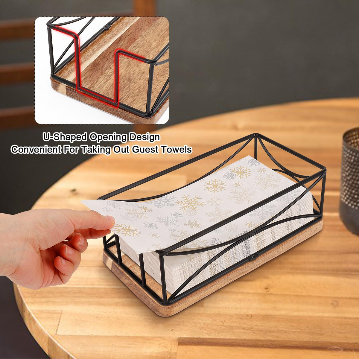 Guest Napkin Holder, Metal Bathroom Paper Hand Towel Storage Modern Napkin Tray Caddy for Countertop, Table Kitchen