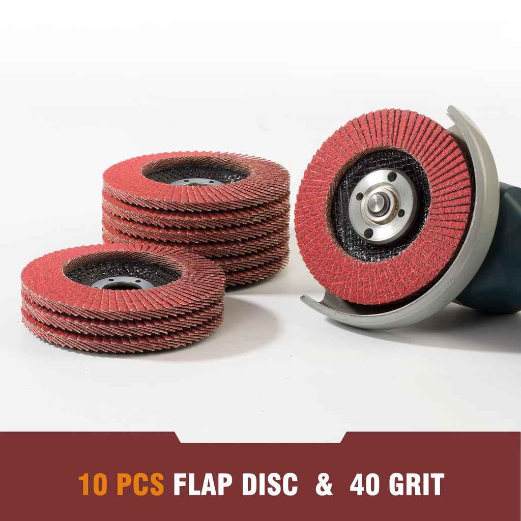 Shawya 10 Pack 40 Grit Flap Disc 4 1/2 in T29 Ceramic Grinding Wheel Disc for Metal, Wood, Stainless Steel Finishing, Angle Grinder Sanding Disc 7/8" Arbor