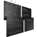 Peg Board, 4 Pack 16x12 Black Pegboard Organizer with 50 Hooks