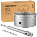 TGFTGF 4-1/2" Concrete Hole Saw Kit, Tungsten Carbide Masonry Hole Saw Kit with 9-27/32" SDS Plus Bit Shank Drill Bit Sets for Concrete, Brick, Stone, Cement, Tile, Wall Drilling