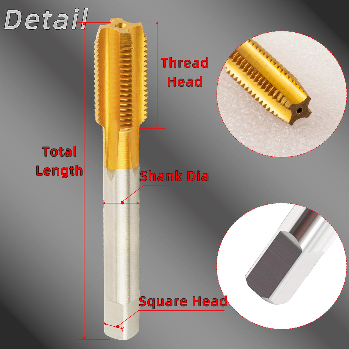 Cinrusge M14X2.0 Thread Tap, Ti-Coated M2 HSS M14 x 2 Thread Milling Tap Right Hand