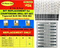 FTG USA 16Pc #8 (11/64") Replacement Countersink Drill Bit Set Tapered Bits