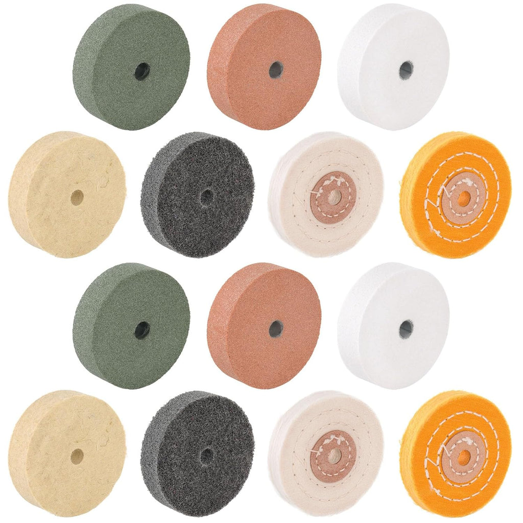 Hedume Set of 14 Grinding Wheels, 7 Different 3 Inches Buffing Wheels Kit for Mini Small Polishing Machine, Electric Drill, Sharpening, Rust Removal, Polishing for Home DIY