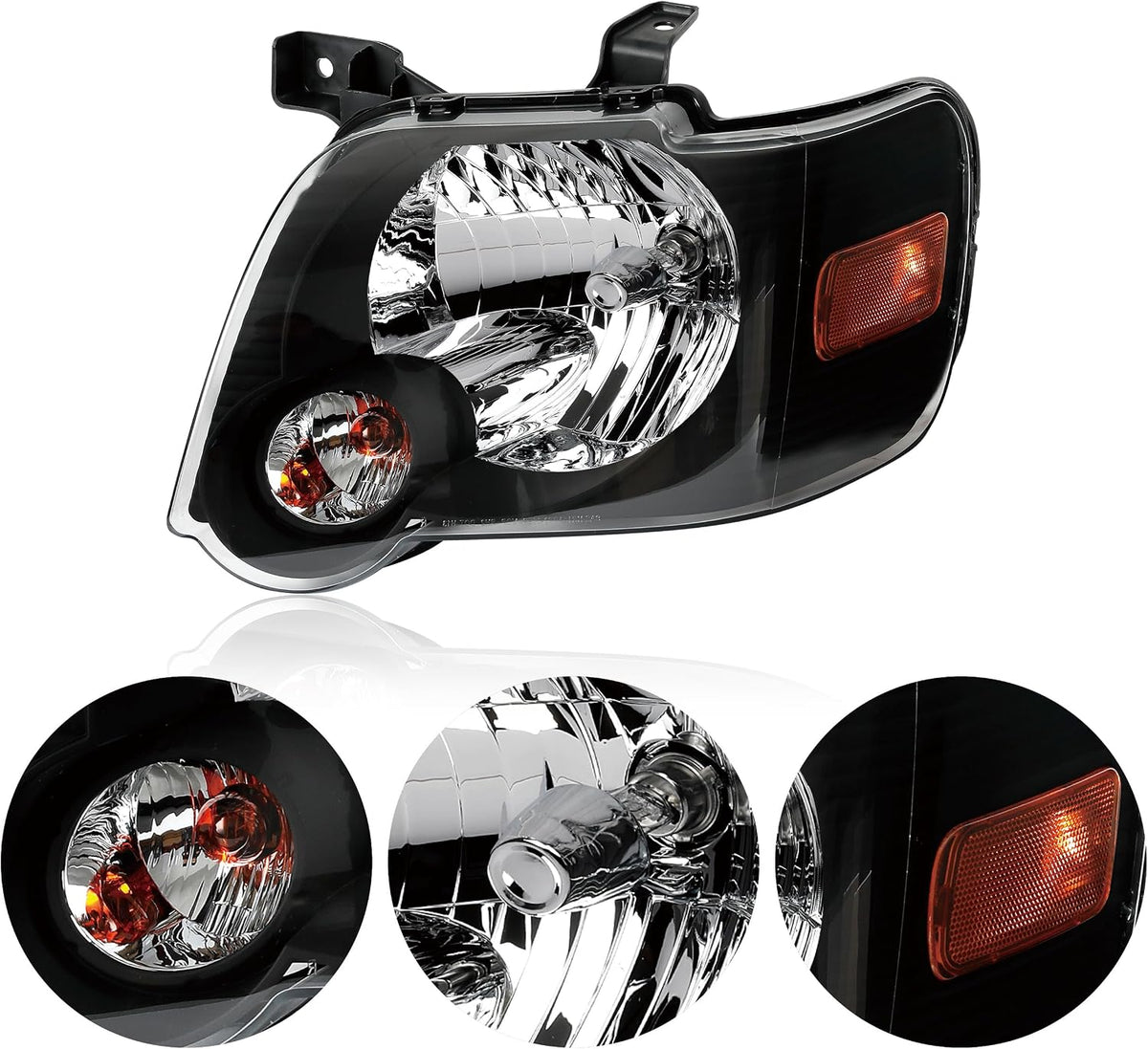Pair Black Headlights Compatible with 2006-2010 Ford Explorer