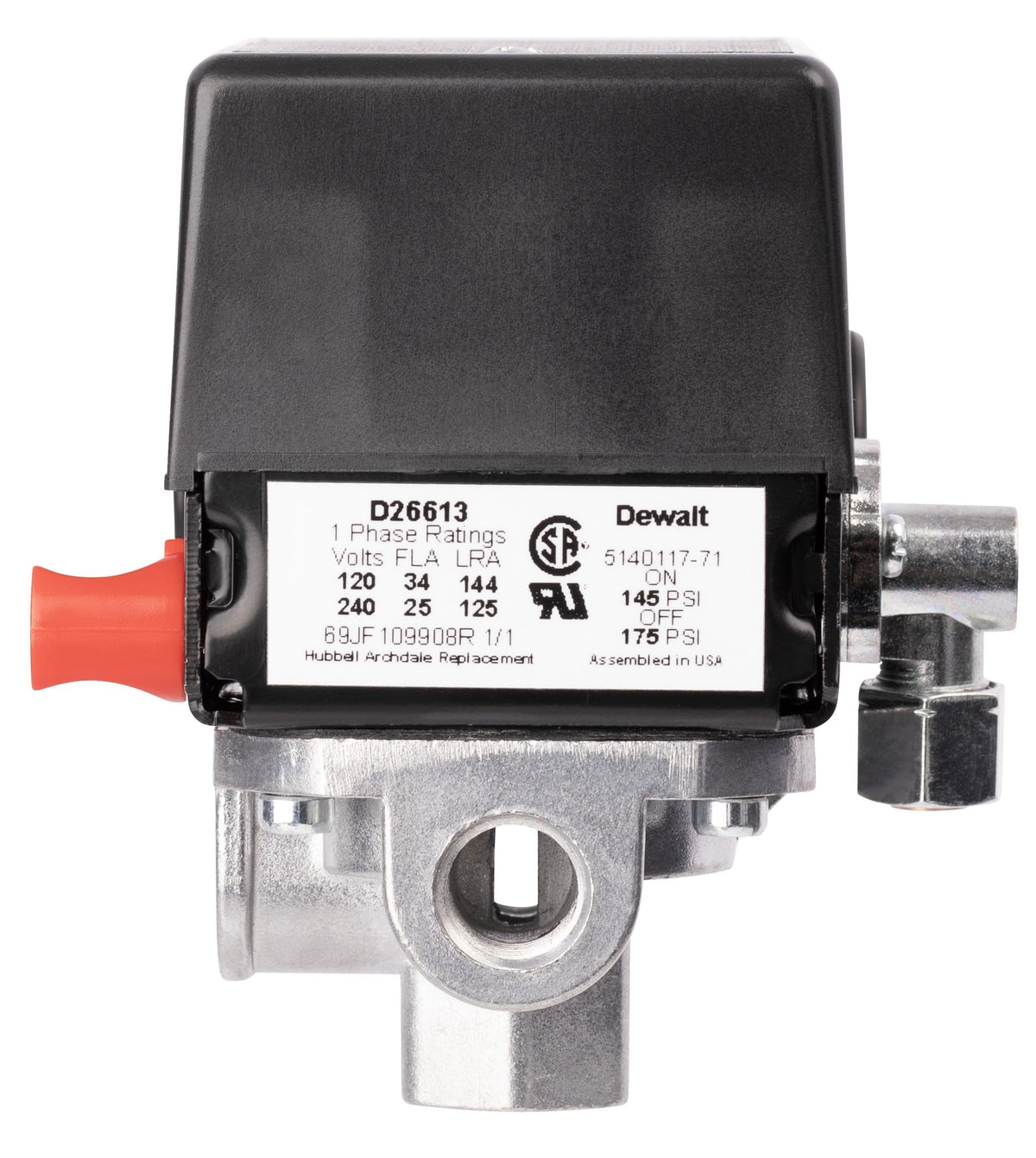 Z-D26613 Pressure Switch 4-Port 140-175 PSI 2-Pole 120-240V