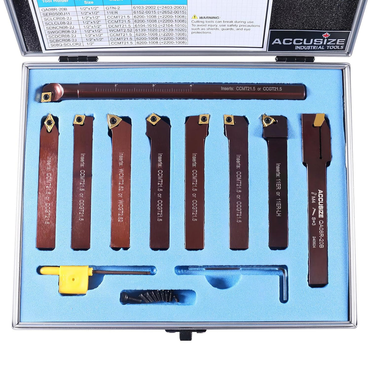 Accusize 1/2 in Shank Indexable Carbide Turning Tool Set, 2988-0012