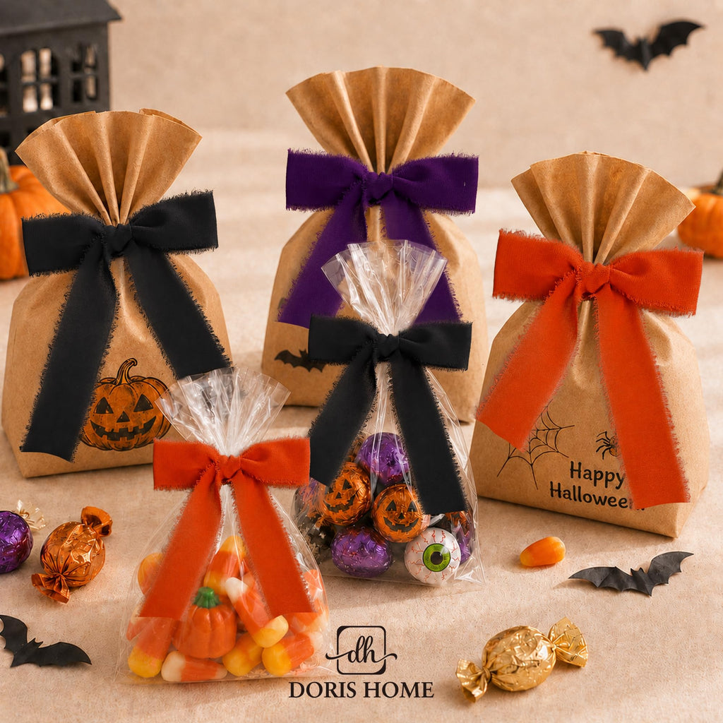 Halloween Fringe Chiffon Ribbon 1" x 21Yd Orange & Purple