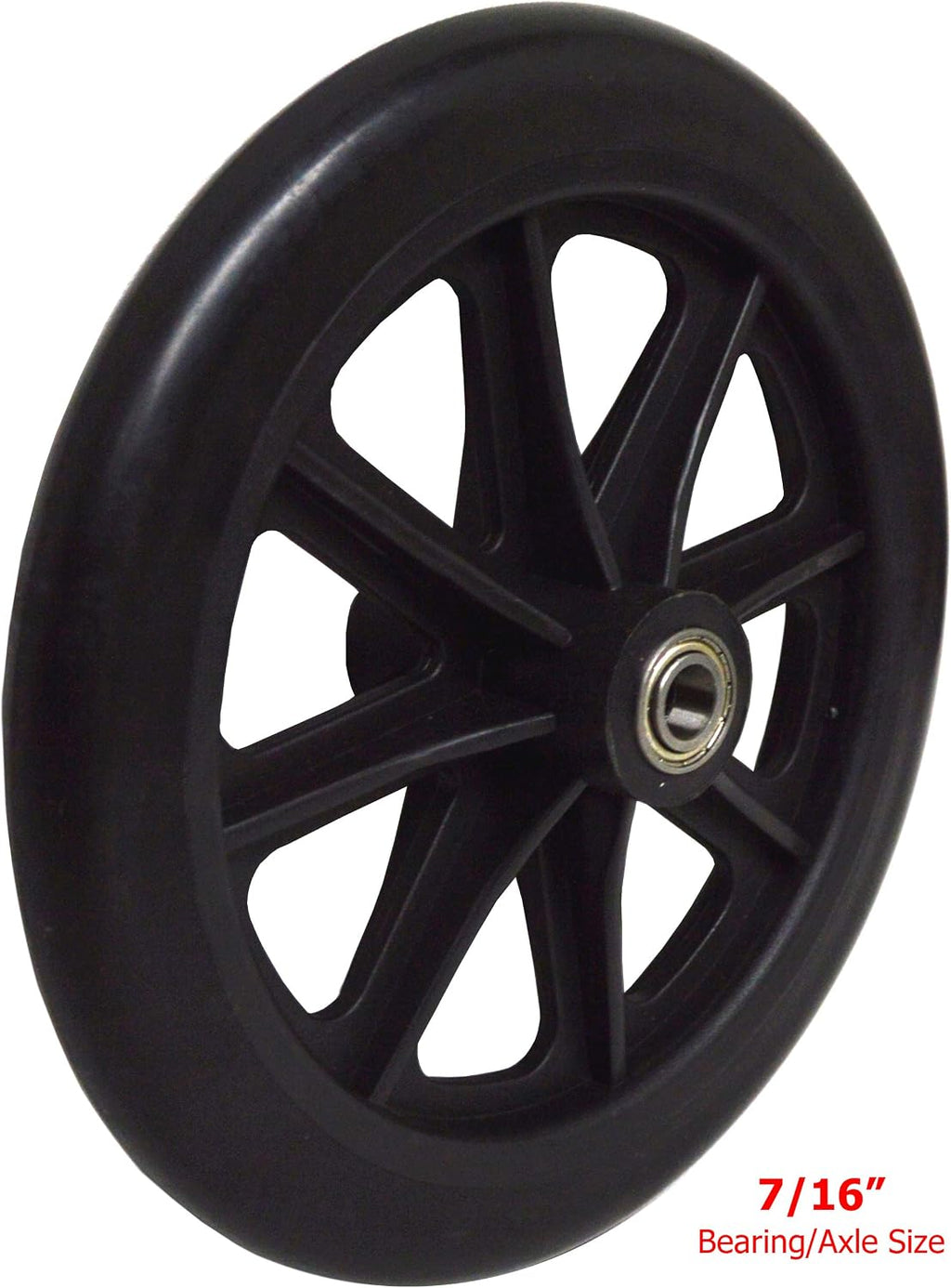 ALCO 8" x 1" Heavy Duty Front Wheelchair Wheel (Each), 7/16" (11 mm) Bearing, 2-3/8" (60 mm) Hub Width, Fits Most Medline, Drive, Invacare, E&J, Guardian, Tuffcare, ALCO and other Manual Wheelchairs