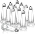 12 Pieces Salt and Pepper Shaker Set, 1 oz Tower Glass Body Mini Restaurant Shakers with Stainless Steel Lids, Clear