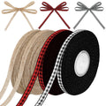 4 Rolls Christmas Buffalo Plaid Ribbons Craft, 0.24 Inch, Retro