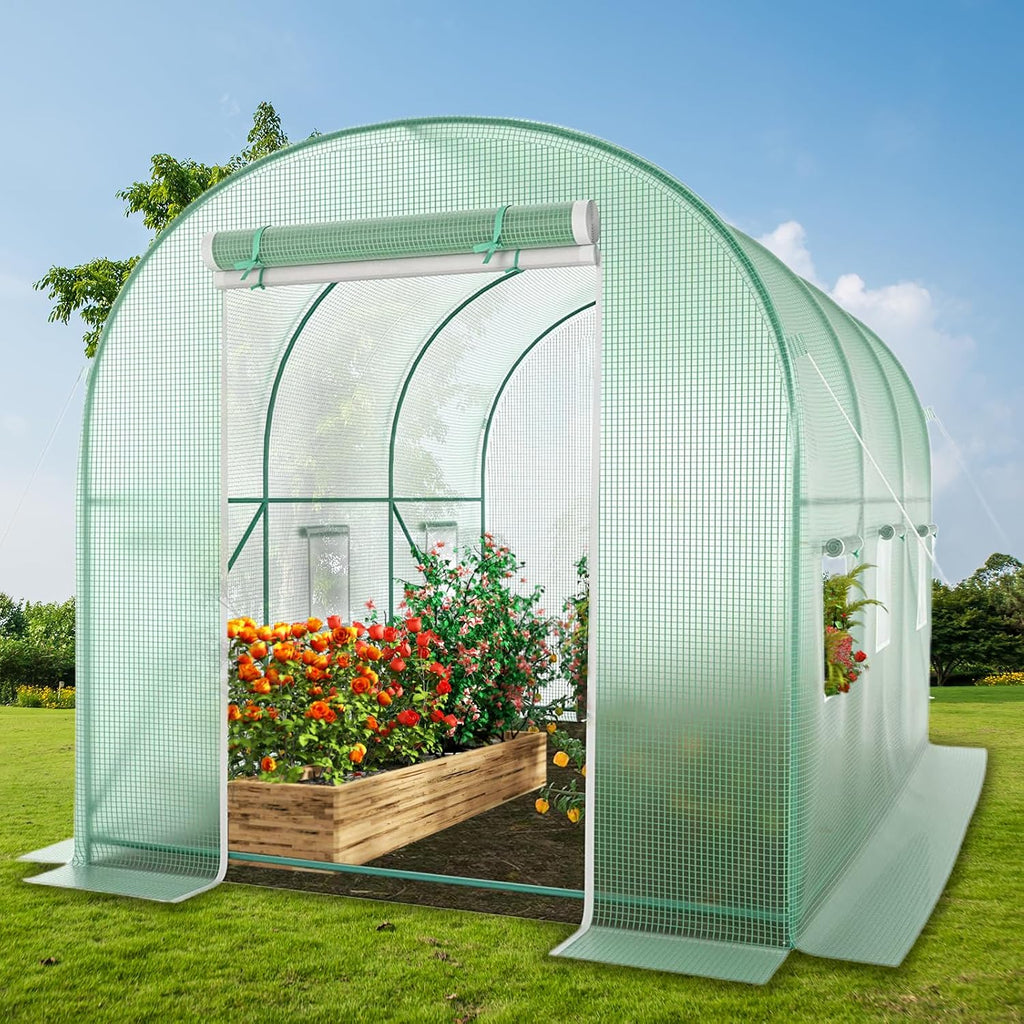 Walk-in Greenhouse, 10x7x7 FT Heavy Duty Tunnel Green House for Outdoors, Portable Green Houses for Outside, Winter