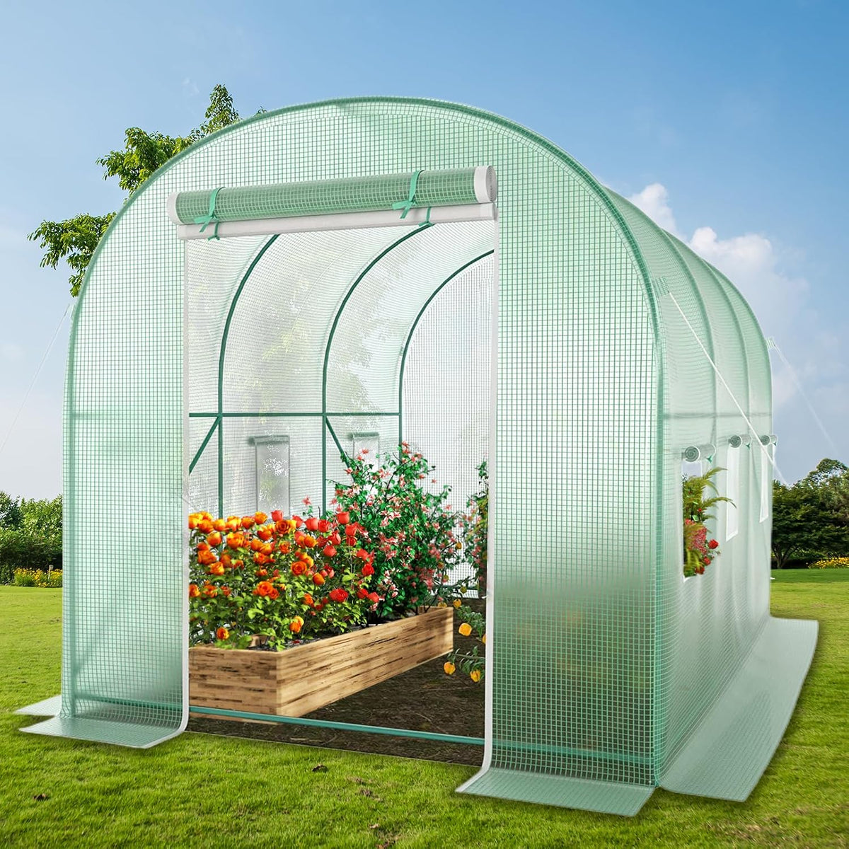 Walk-in Greenhouse, 10x7x7 FT Heavy Duty Tunnel Green House for Outdoors, Portable Green Houses for Outside, Winter