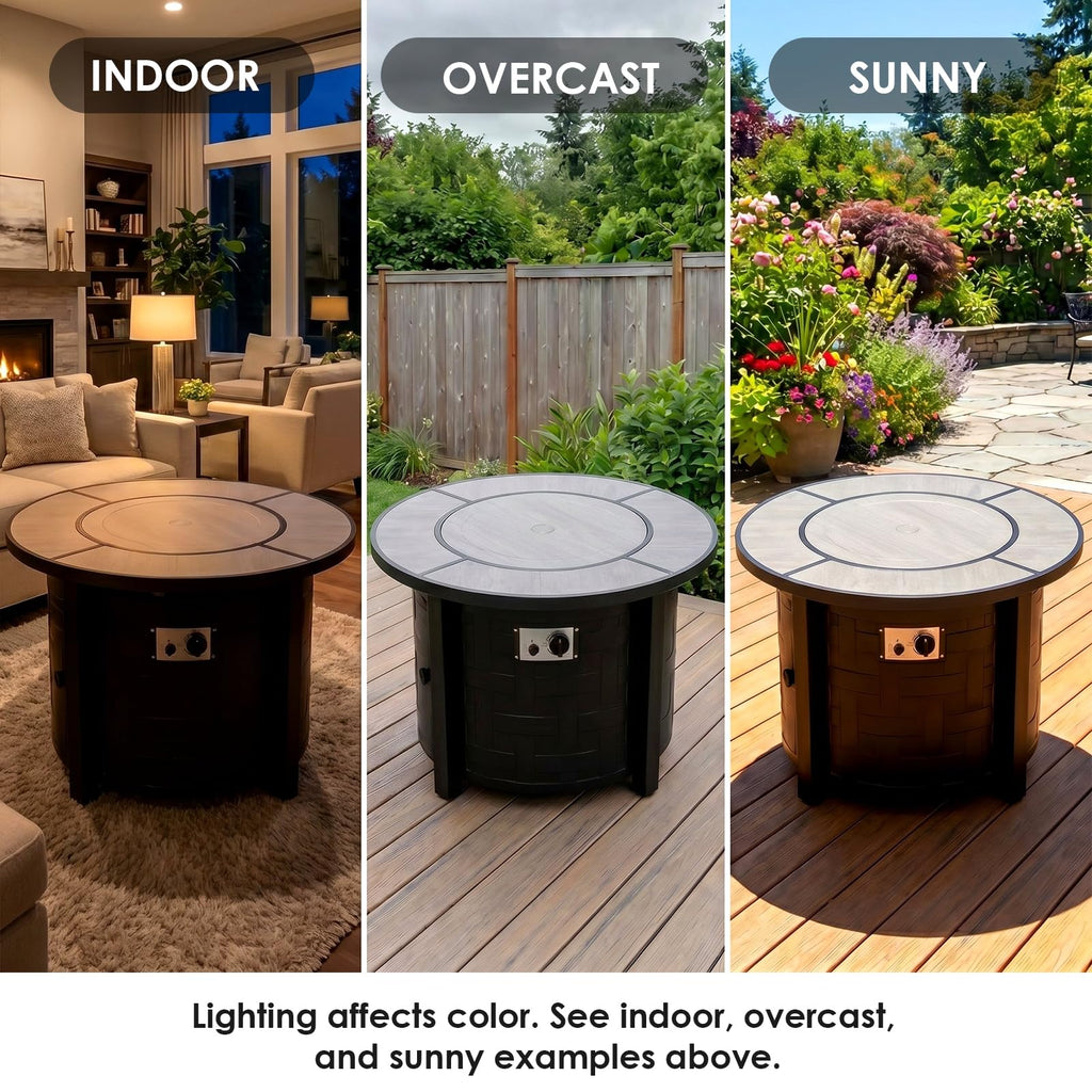 30-Inch Round Propane Fire Pit Table, 50,000 BTU, Gray