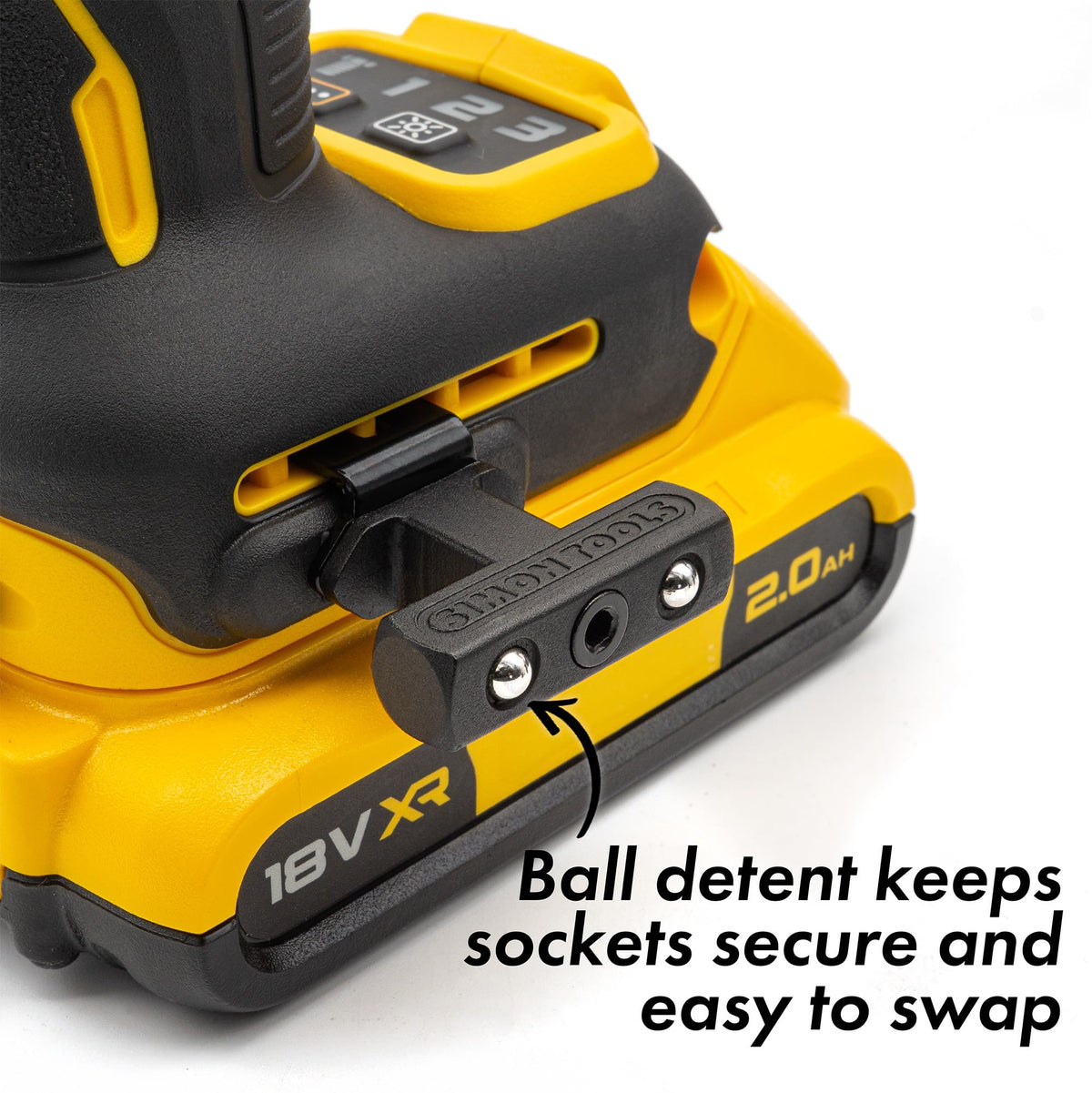 Simon Tools Socket Holder for Milwaukee & Dewalt Impact Wrenches | Choose 1/2" or 3/8" Size | Holds Two Sockets | Lightweight Aluminum, Low Profile | Mounts Using Belt Clip Screw Point