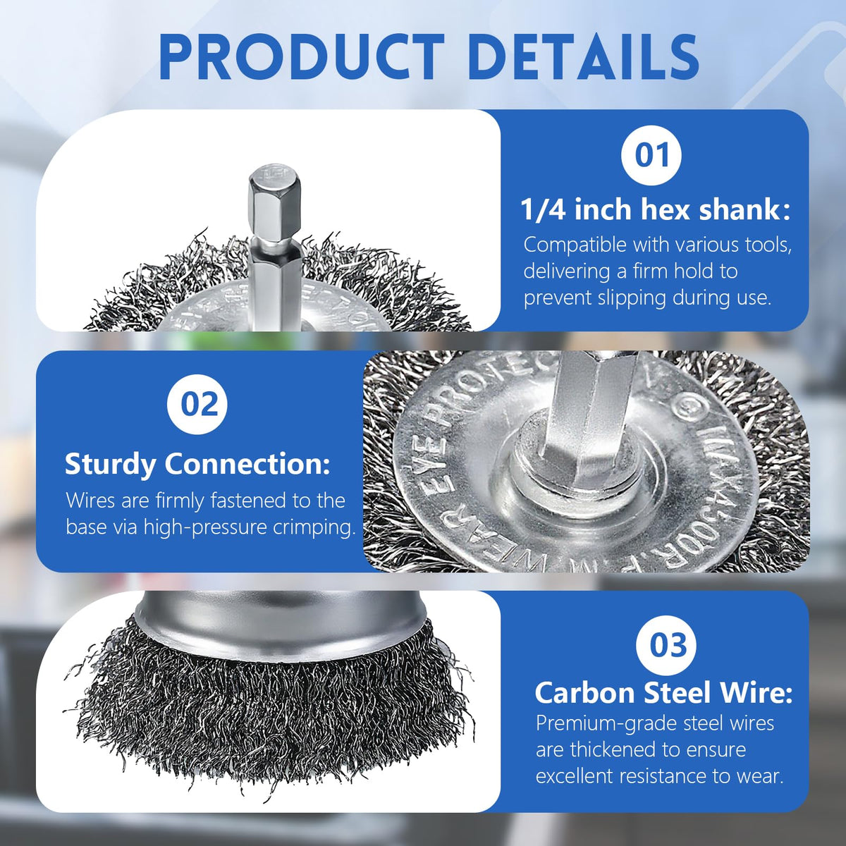 MIKILIKIEN 10 Pcs Drill Wire Brushes Wire Wheel Cup Brushes
