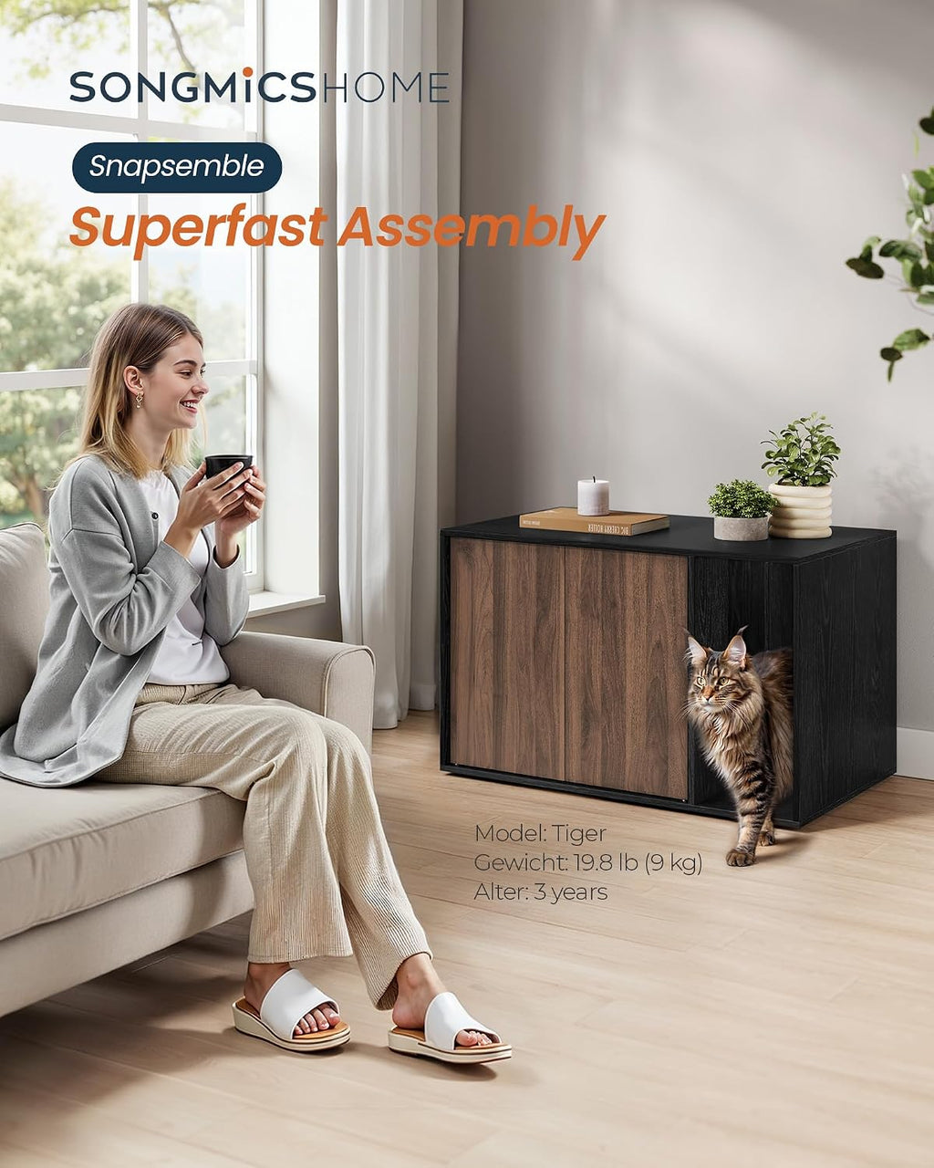 Cat Litter Box Enclosure, Snapsemble Superfast Assembly