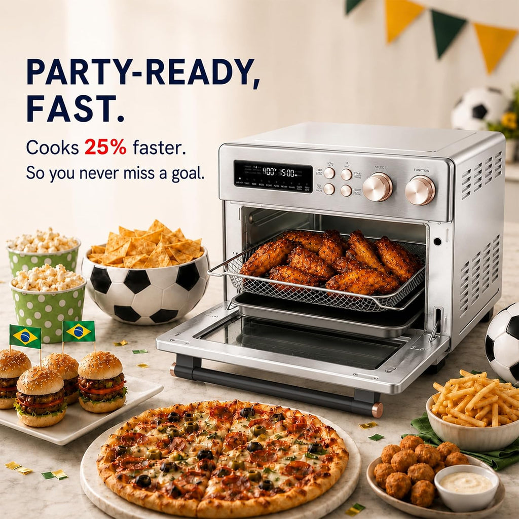 Infrared Heating 26.3 QT Air Fryer Toaster Oven, Large Countertop Convection Oven 10-in-1 Combo, 6-Slice Toast