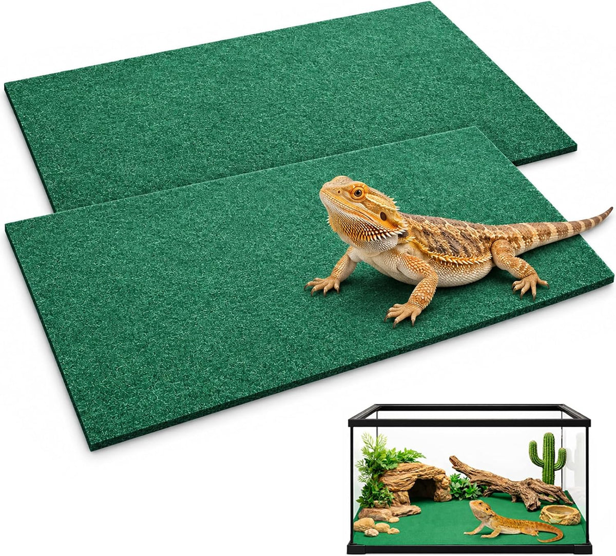 2 Pack Reptile Carpet, 39’’ x 20’’ Terrarium Bedding