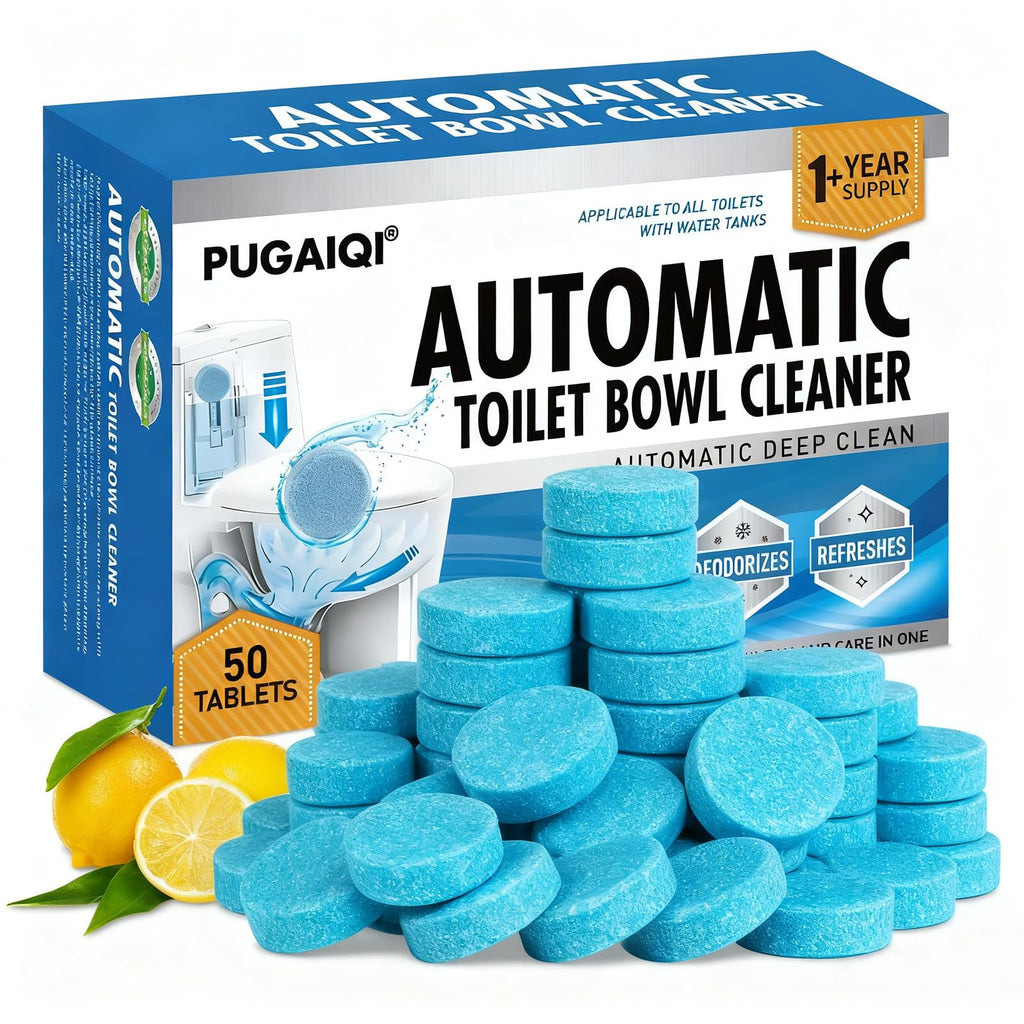 Automatic Toilet Bowl Cleaner Tablets, Blue, Septic Safe Hard Water Stain and Odor Remover, Effervescent Stain & Odor