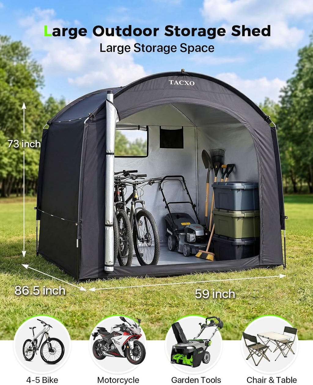 Bike Storage Shed Tent,Bike Cover Waterproof Outdoor Storage Shed with 30% More Top Storage Space for