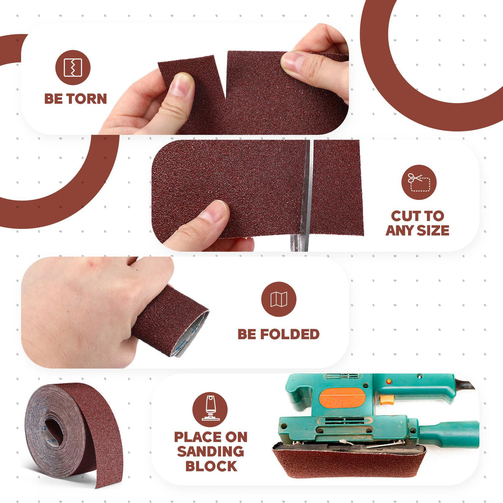 Heigble 100 Grit Sandpaper Roll for Drum Sander, 3"x100 ft Emery Sand Paper