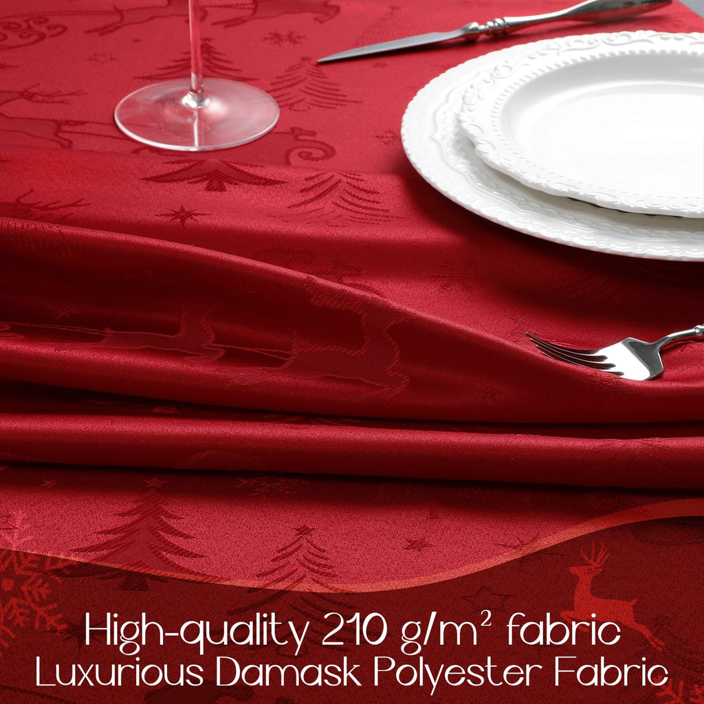 Christmas Jacquard Rectangle Tablecloth, 60 x 84 Inch, Red