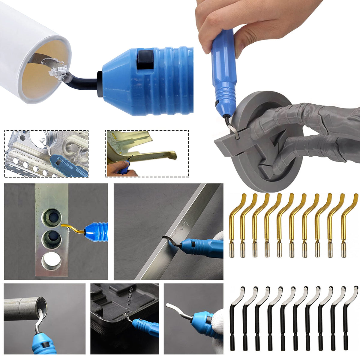 Deburring Blades Set for Metal, Plastic & Wood - Compatible with BS1010/BS2012 - Professional Burr Trimmer Replacement