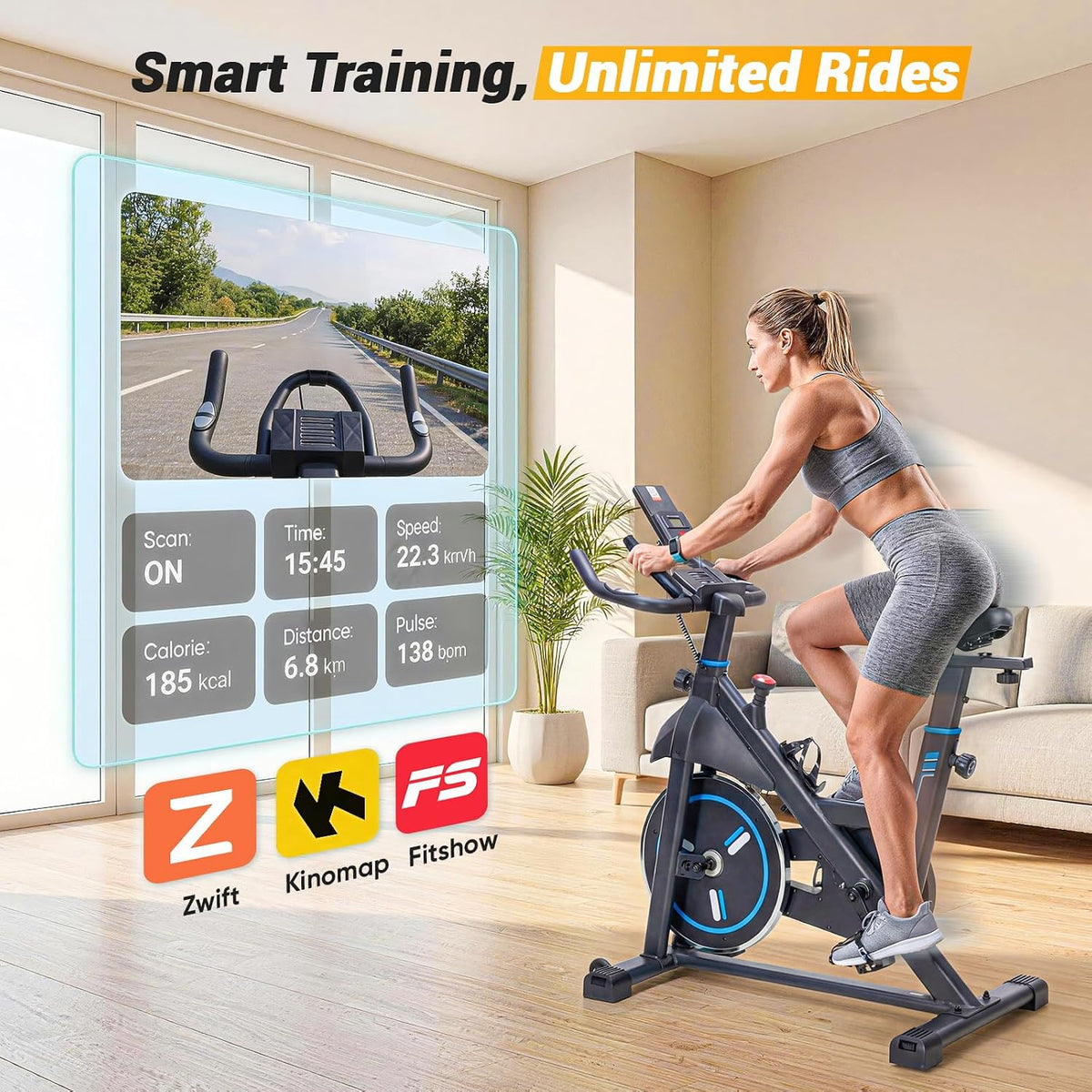Exercise Bike with APP, Stationary Bikes for Home, Workout Bike for Adults & Seniors, Cycle Machine, Adjustable