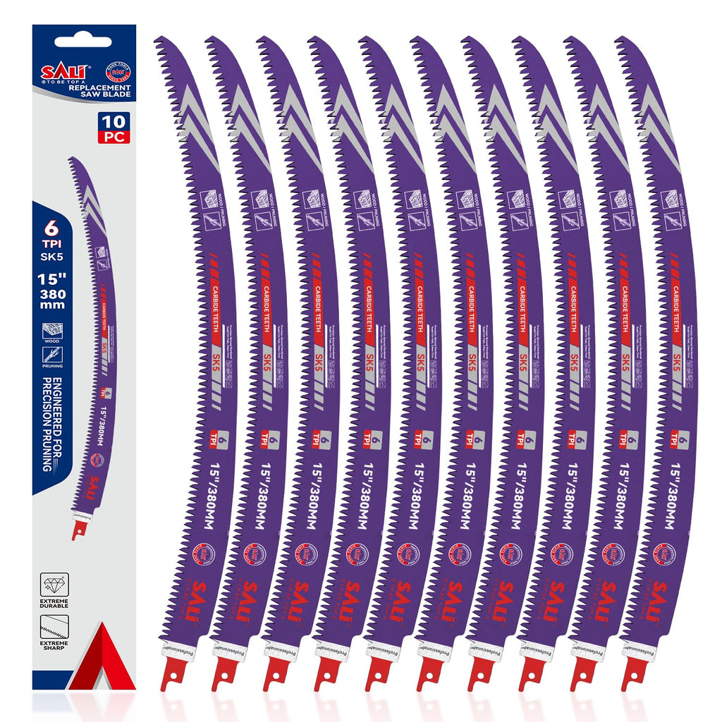 SALI Arc Edge Reciprocating Saw Blades, 15 Inch, 6 TPI Pruning, 10 Pack