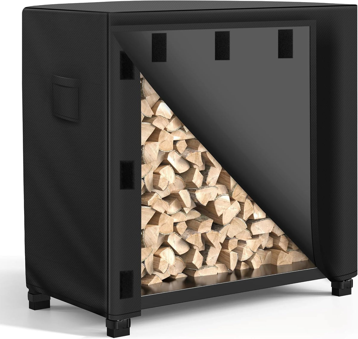 Outdoor Firewood Rack Cover 4 feet, Log Rack Cover Waterproof, Wood Cover for Log Holder, 48" W x 24" D x 41" H, Black