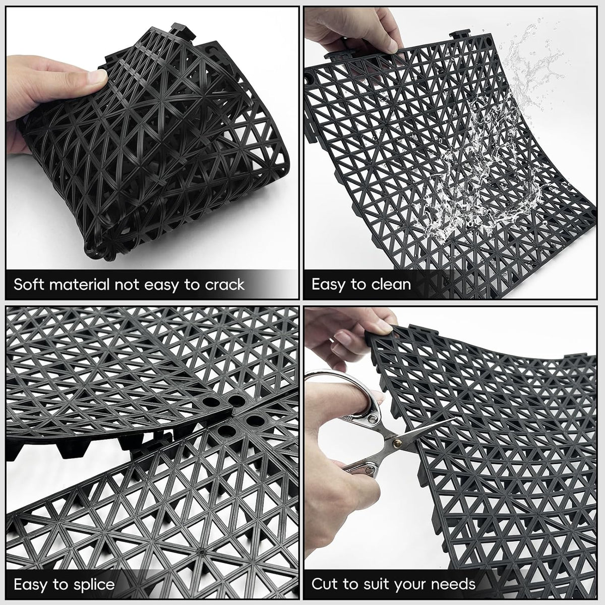 Modular Interlocking Cushion Drainage Floor Tiles, 16-Pack 11.8"x11.8" PVC Raised Non-Slip Interlocking Mats with
