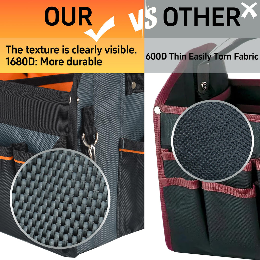 16-Inch Open-Top Tool Tote, 29-Pocket Pro Bag for All Trades