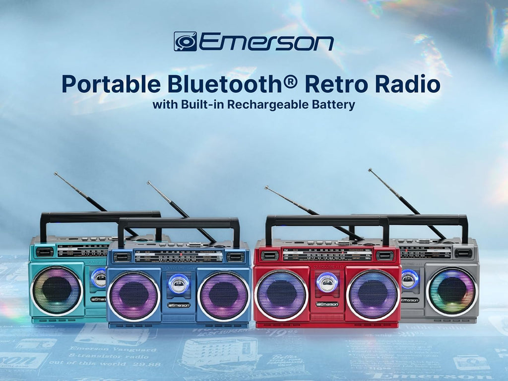 Portable Bluetooth Radio Boombox with 4-Band AM/FM/TV/SW Shortwave Radio, Rechargeable Battery, USB & TF Card MP3