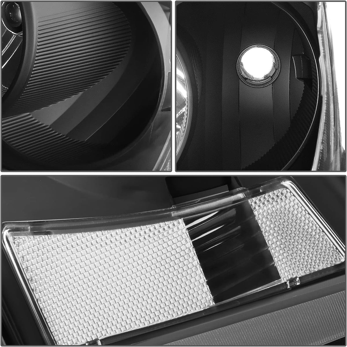 Headlight Assembly Compatible with Dodge Dakota 2005-2007 Black Housing Clear Corner Left Right Headlamp Set CH2502170 CH2503170 55077607AC 55077606AC
