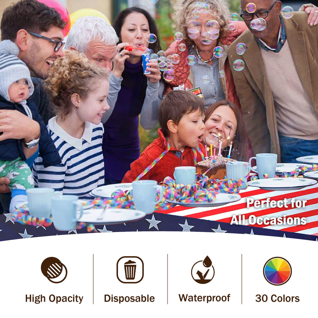 4th of July Plastic Table Cloth Disposable 12 Pack, 54 x 108