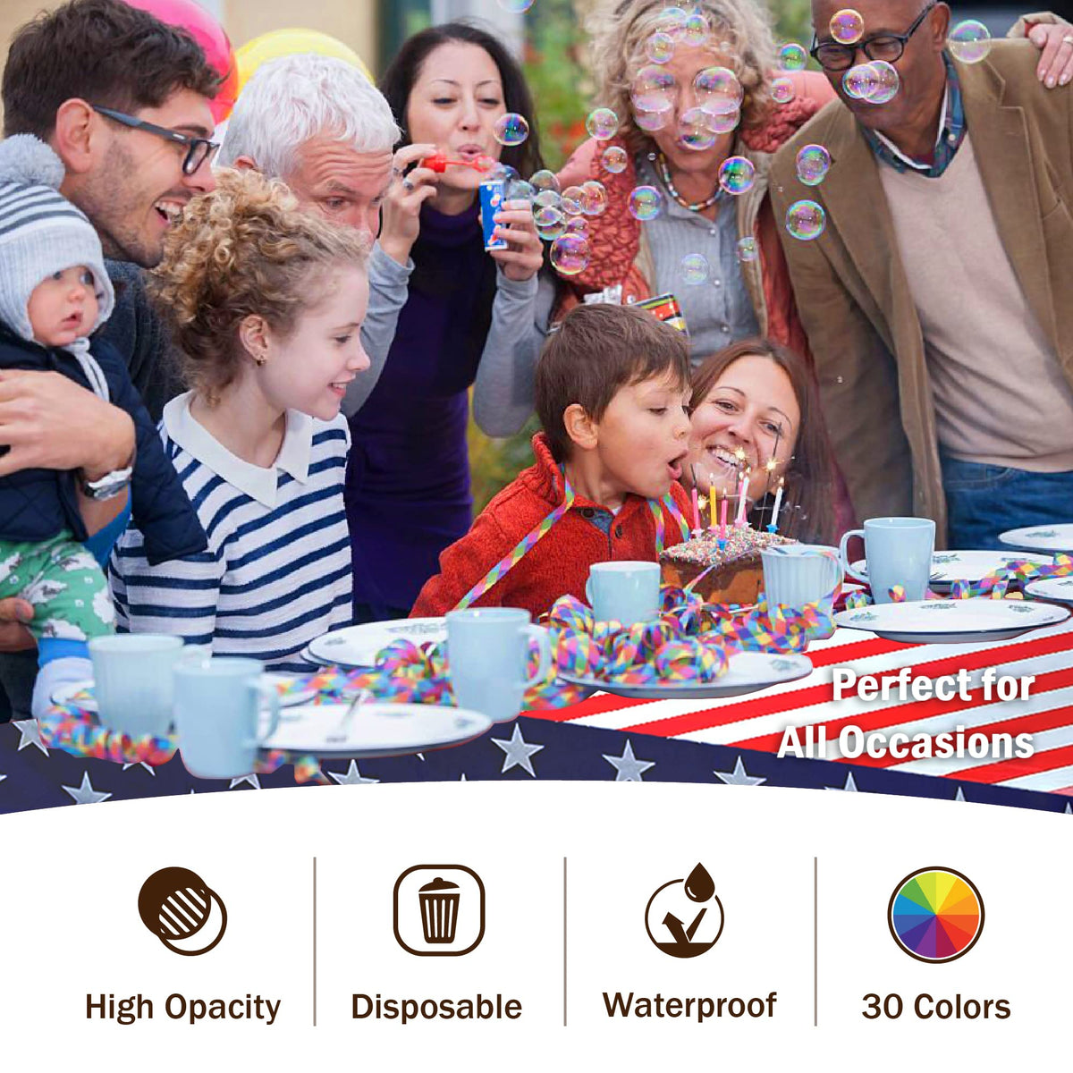 4th of July Plastic Table Cloth Disposable 12 Pack, 54 x 108