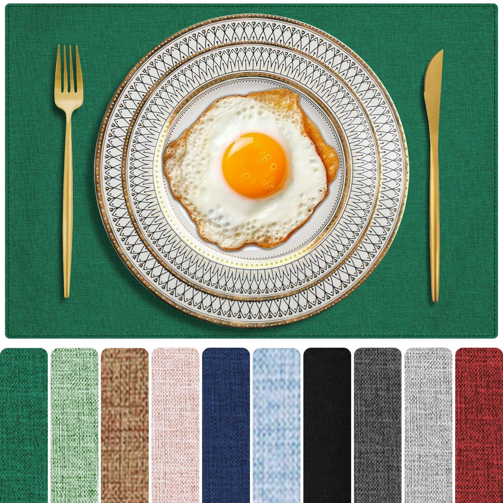 Cloth Placemats Set of 4, Cotton Linen Blend Place Mats, Green
