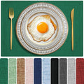 Cloth Placemats Set of 4, Cotton Linen Blend Place Mats, Green
