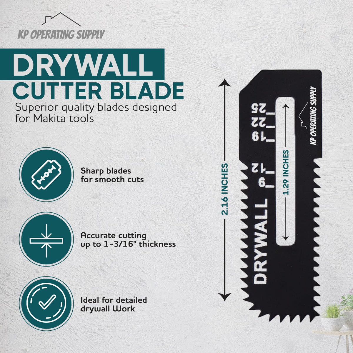 KP Operating Supply Drywall Saw Blades for Makita Cut Out Saw, 5 Pack