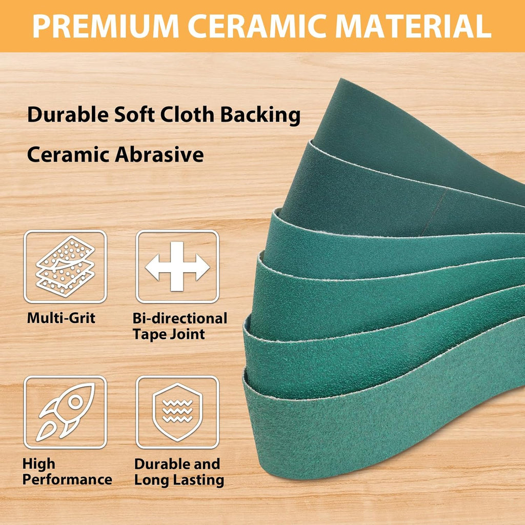 2 x 42 Inch Ceramic Sanding Belts for Knife Making,6 Pack
