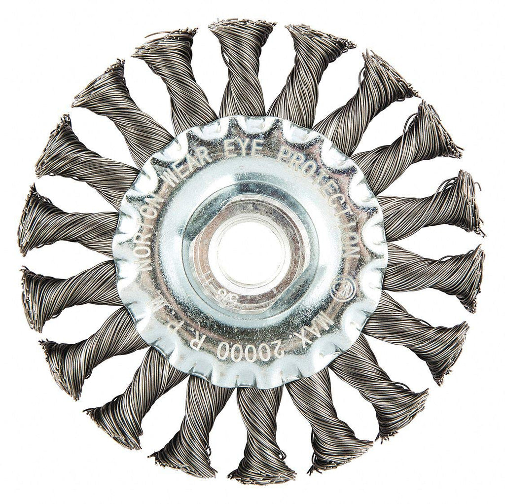 Wire Wheel Brush, Knotted, Carbon Steel (5 Pieces)