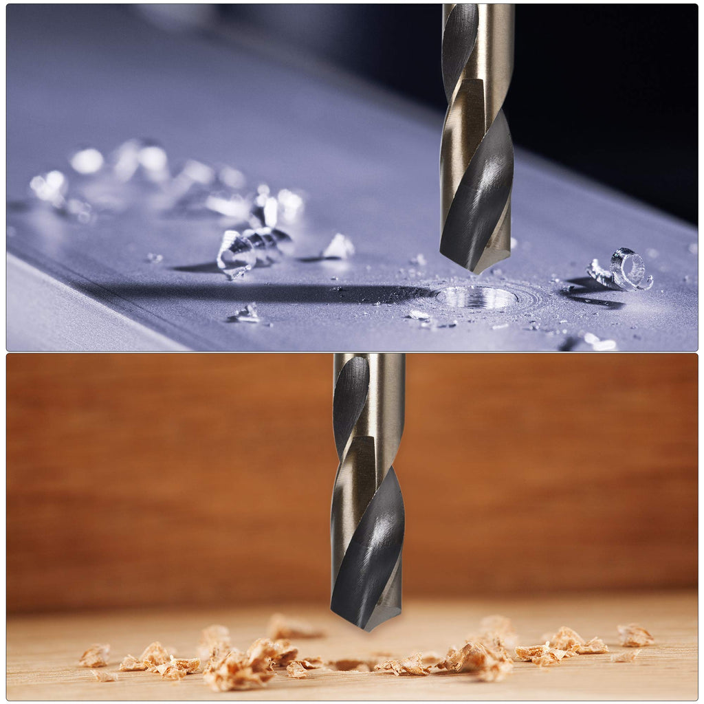 uxcell 24pcs Straight Shank Twist Drill Bits 4.2mm Gold Titanium & Black Nitride Coated High Speed Steel (HSS) 4341 with 4.2mm Shank for Stainless Steel Alloy Metal Plastic Wood