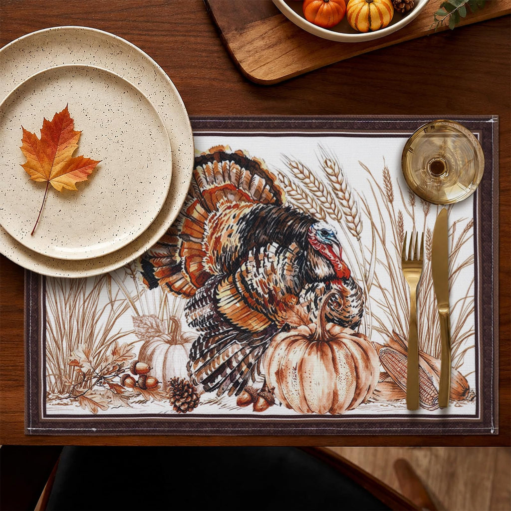 Thanksgiving Placemats 12 x 18 Inch Set of 6