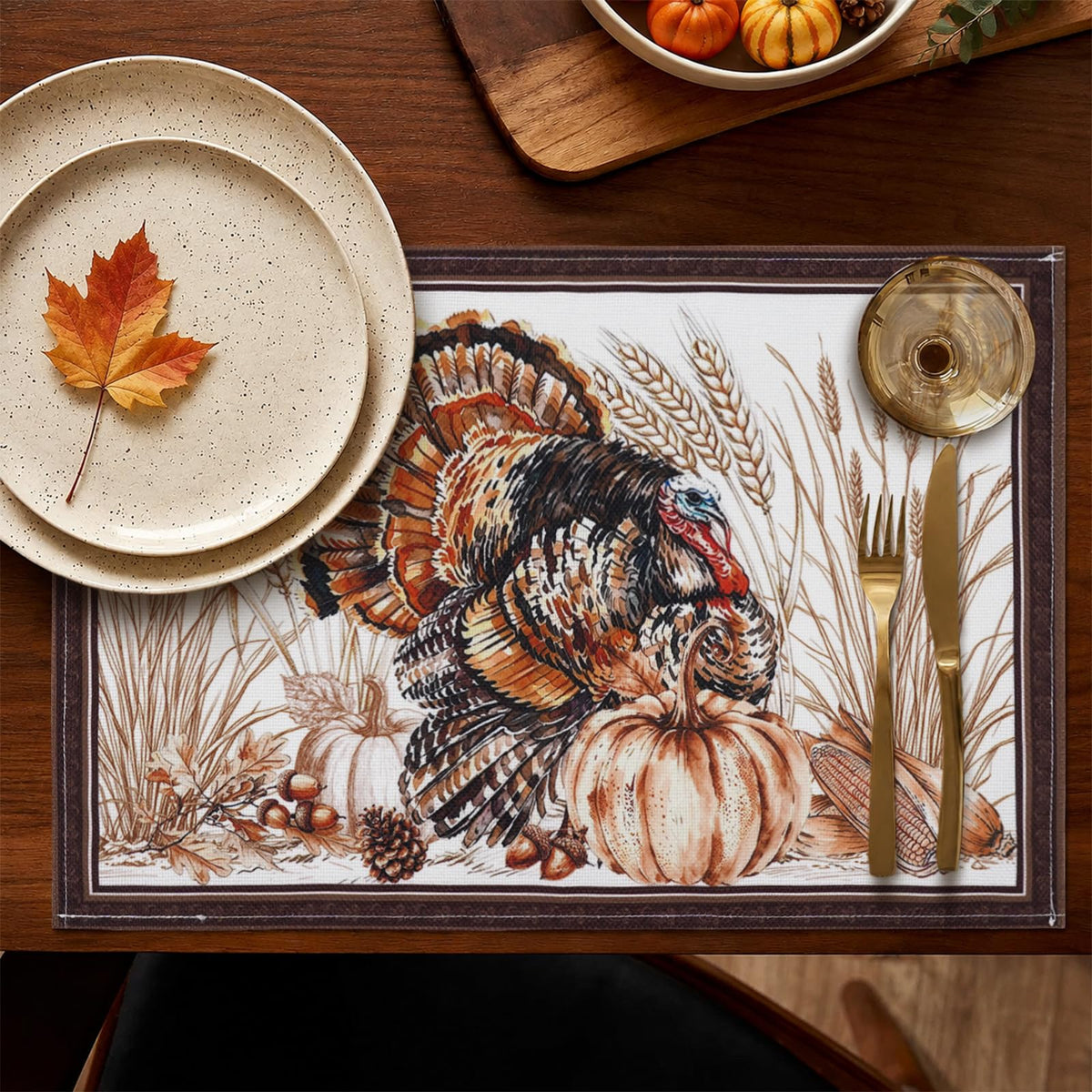 Thanksgiving Placemats 12 x 18 Inch Set of 6