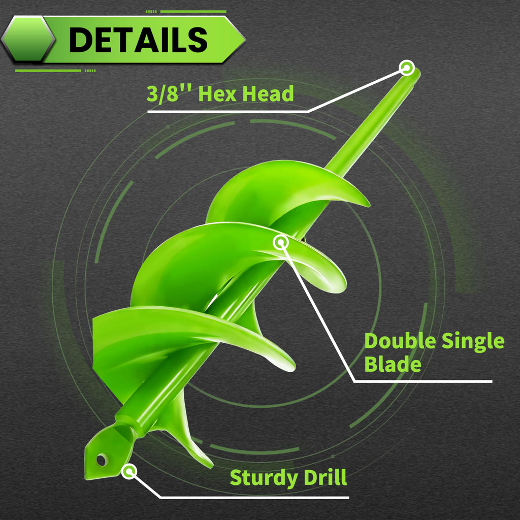 3"x12" Green Twin Auger Drill Bit – Wide & Fast Double Spiral Drill