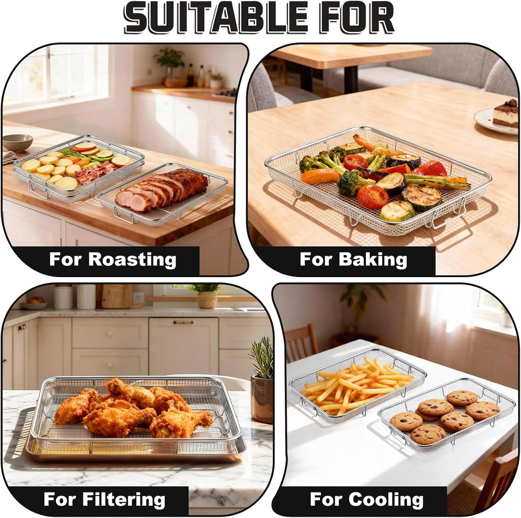 11.8 Inch Air Fryer Basket for Oven, Air Fryer Rack, 3 Pieces | Food-grade Stainless Steel Air Fryer Accessories for