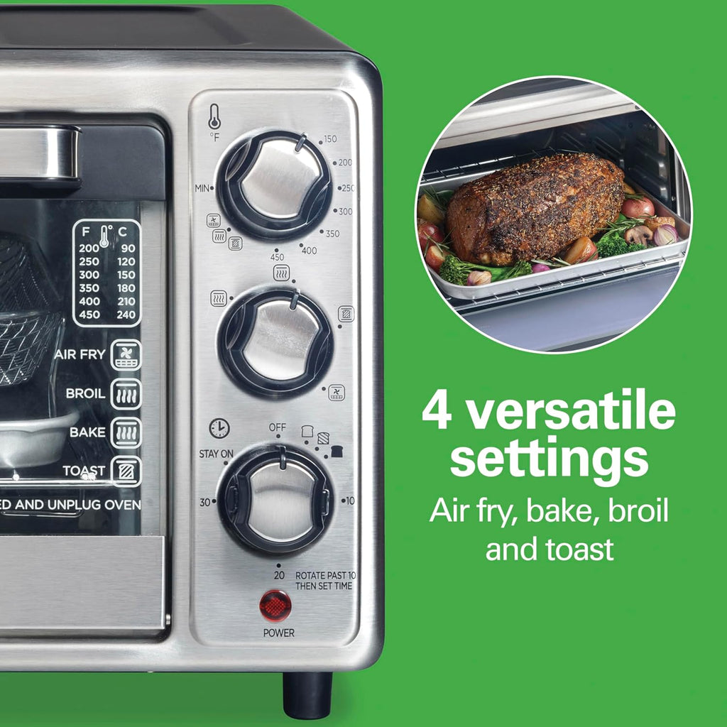 Sure-Crisp Air Fryer Toaster Oven, 6 Slice Capacity, Stainless Steel Front Panel, R31418 (Renewed)